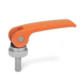 GN 927.4 Exzenterspanner mit Edelstahl-Schraube, Hebel Zink-Druckguss Form: A - Kunststoff-Auflagescheibe mit Stellmutter<br />Farbe: O - orange, RAL 2004