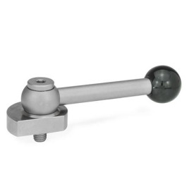 GN 918.5 Spiralexzenter, Edelstahl, Spannung radial, mit Gewindezapfen Form: GV - mit Kugelgriff, gerade (Kerbverzahnung)<br />Spannrichtung: R - durch Rechtsdrehung (gezeichnete Ausführung)