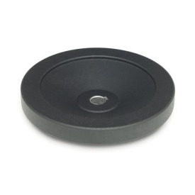 GN 323 Scheibenhandräder, schwarz, kunststoffbeschichtet Bohrungskennzeichen: K - mit Nabennut DIN 6885-1 P9<br />Form: A - ohne Griff