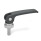 GN 927.4 Exzenterspanner mit Edelstahl-Schraube, Hebel Zink-Druckguss Form: A - Kunststoff-Auflagescheibe mit Stellmutter
Farbe: B - schwarz, RAL 9005