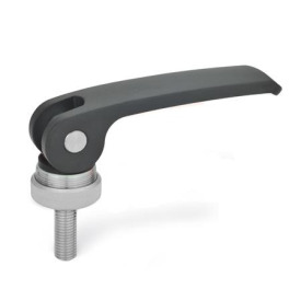 GN 927.4 Exzenterspanner mit Edelstahl-Schraube, Hebel Zink-Druckguss Form: A - Kunststoff-Auflagescheibe mit Stellmutter<br />Farbe: B - schwarz, RAL 9005