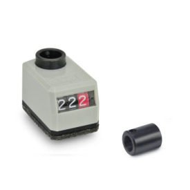 GN 9534 Stellungsanzeiger, für konfigurierbare Profil-Lineareinheiten, mechanisches Zählwerk Einbaulage: R - schräg, unten<br />Farbe: G - grau, RAL 7035, glänzend