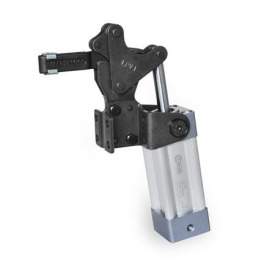 GN 962 Schnellspanner, pneumatisch, schwere Ausführung „Longlife“ Form: APV - Spannarm mit Langloch, mit 2 Flankenscheiben