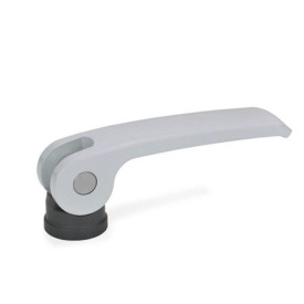 GN 927.4 Exzenterspanner, Hebel Zink-Druckguss, mit Edelstahl-Innengewinde Form: B - Kunststoff-Auflagescheibe ohne Stellmutter<br />Farbe: S - silber, RAL 9006