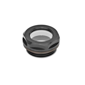 GN 743.1 Ölschaugläser, Aluminium / Sicherheitsglas (ESG) Form: BS - ohne Reflektor, schwarz eloxiert