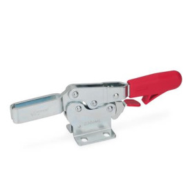 GN 820.3 Schnellspanner, Stahl, Spannhebel horizontal, mit Verriegelung, mit waagrechtem Fuß Form: ML - offener Spannarm, mit 2 Flankenscheiben