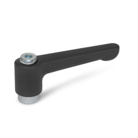 GN 302.2 Flache verstellbare Klemmhebel, Zink-Druckguss, Buchse Stahl verzinkt Farbe: SW - schwarz, RAL 9005, strukturmatt