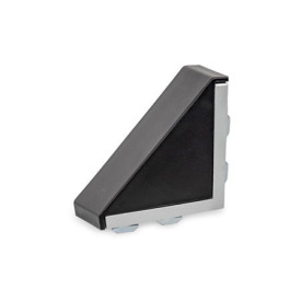 GN 30b Winkel, Aluminium, für Aluprofile (b-Baukasten), mit Zubehör Form: C - mit Befestigungsset und Abdeckkappe<br />Oberfläche (Winkel): AW - lackiert, weißaluminium<br />Größe: 30x60/40x80/45x90
