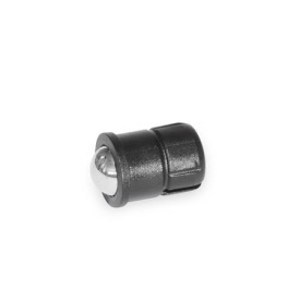GN 614.5 Pressori a molla, tipo a pressione, con sfera Materiale: KU - Corpo di contenimento in plastica e sfera in acciaio INOX