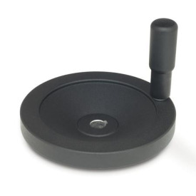 GN 323 Scheibenhandräder, schwarz, kunststoffbeschichtet Bohrungskennzeichen: K - mit Nabennut DIN 6885-1 P9<br />Form: R - mit drehbarem Griff