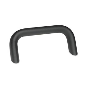 GN 565.2 Schräge Bügelgriffe, Aluminium Form: A - Montage von der Rückseite (Gewinde-Sackloch)<br />Oberfläche: SW - schwarz, RAL 9005, strukturmatt