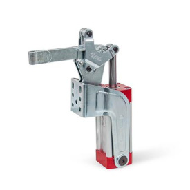 GN 862 Schnellspanner, Stahl, pneumatisch, mit Winkelfuß Form: EPV - massiver Spannarm mit Halteschelle zum Anschweißen
