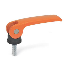 GN 927 Exzenterspanner mit Schraube, Hebel Zink-Druckguss Form: B - Kunststoff-Auflagescheibe ohne Stellmutter<br />Farbe: O - orange, RAL 2004