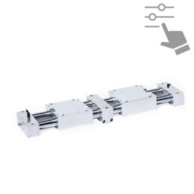 GN 6962 Präzisions-Doppelrohr-Lineareinheiten, Stahl / Edelstahl, mit zwei unabhänigen Doppelschlitten und Kugelumlaufspindel, konfigurierbar 