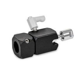 GN 487 Kugelgelenk-Klemmhalter, Aluminium Form: A - mit Axialbohrung<br />Kennzeichen: I - Kugelstück mit Innengewinde<br />Kennziffer: 1 - Klemmung mit verstellbarem Klemmhebel<br />Oberfläche: ES - eloxiert, schwarz