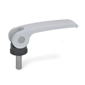 GN 927.4 Exzenterspanner mit Edelstahl-Schraube, Hebel Zink-Druckguss Form: B - Kunststoff-Auflagescheibe ohne Stellmutter<br />Farbe: S - silber, RAL 9006