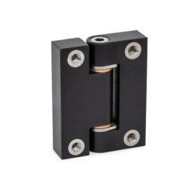 GN 7580 Präzisions-Scharniere, Scharnierflügel Aluminium, Lagerbuchsen Bronze, Verwendung als Gelenk Oberfläche: ALS - eloxiert, schwarz<br />Form Innenflügel: B - Befestigung tangential mit Gewindebuchse<br />Form Außenflügel: B - Befestigung tangential mit Gewindebuchse