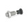 GN 313 Pistoncini di posizionamento a molla, acciaio INOX / manopola in plastica Materiale: NI - Acciaio inox
Tipo: AK - Con manopola, con controdado
N° identificativo: 2 - Perno con filettatura interna