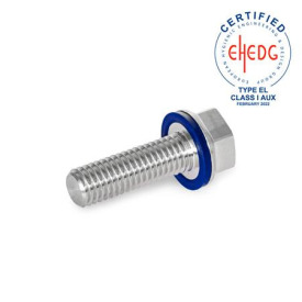 GN 1581 Schrauben, Edelstahl, niedriger Kopf, Hygienic Design Oberfläche: MT - mattiert (Ra < 0,8 µm)<br />Werkstoff (Dichtring): H - HNBR