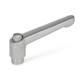 GN 300.5 Verstellbare Klemmhebel, Edelstahl, matt gestrahlt, mit Buchse Form: AS - mit Außensechskant