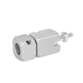 GN 487 Kugelgelenk-Klemmhalter, Aluminium Form: A - mit Axialbohrung<br />Kennzeichen: S - Kugelstück mit Außengewinde<br />Kennziffer: 2 - Klemmung mit Gewindestift<br />Oberfläche: EL - eloxiert, naturfarben