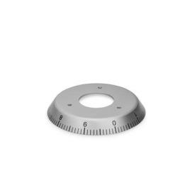 GN 526.1 Skalenringe, für Drehknöpfe GN 526, Aluminium Form: S - mit Skala 0...9, 40 bzw. 100 Teilstriche
