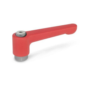 GN 302.1 Flache verstellbare Klemmhebel, Zink-Druckguss, Buchse Edelstahl Farbe: RS - rot, RAL 3000, strukturmatt