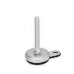 Piedini di livellamento, acciaio INOX, con disco antiscivolo, con flangia di montaggio