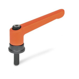 GN 300.4 Verstellbare Klemmhebel mit Spannkraft-Verstärkung, Schraube Stahl Farbe: OS - orange, RAL 2004, strukturmatt