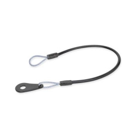 GN 111.2 Halteseile, Edelstahl 1.4301, mit Befestigungslaschen oder Ösen Form: E - mit Befestigungslasche und Öse<br />Farbe: SW - schwarz