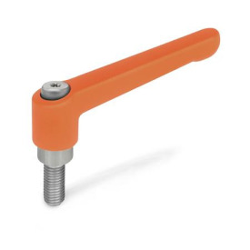 GN 300.1 Verstellbare Klemmhebel, Zink-Druckguss, Schraube Edelstahl Farbe: OS - orange, RAL 2004, strukturmatt