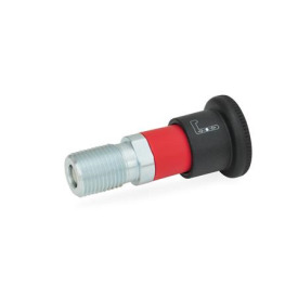 GN 816.1 Verriegelungsbolzen, Raststift eingezogen Form: AR - mit Knopfbetätigung, Abdeckhülse rot, ohne Kontermutter