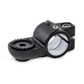 GN 278.1 Laschen-Verfahrschlitten, Aluminium d1: G - mit Gleiteinsatz<br />Form: AV - mit Außenverzahnung<br />Oberfläche: SW - schwarz, RAL 9005, strukturmatt