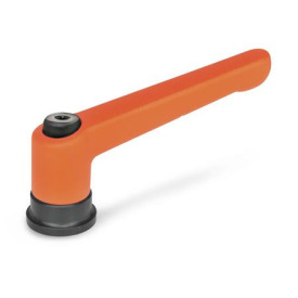 GN 300.4 Verstellbare Klemmhebel mit Spannkraftverstärkung, Buchse Stahl Farbe: OS - orange, RAL 2004, strukturmatt