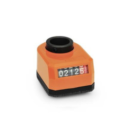 GN 953 Stellungsanzeiger, 5-stellig, digitale Anzeige, mechanisches Zählwerk, Hohlwelle Stahl Einbaulage: AR - schräg, unten<br />Farbe: OR - orange, RAL 2004