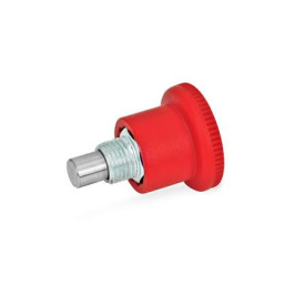 GN 822 Miniraster, Rastmechanik verdeckt, mit rotem Knopf Werkstoff: ST - Stahl<br />Form: B - ohne Rastsperre<br />Farbe: RT - rot, RAL 3000