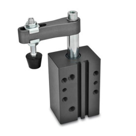 GN 875 Schwenkspanner, in Blockbauweise Form: AC - Spannarm mit Langloch, mit 2 Flankenscheiben und Andrückschraube GN 708.1