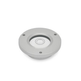 GN 2277 Dosenlibellen, Gehäuse Aluminium, mit Befestigungsflansch zum Anschrauben Form: B - Befestigungsflansch zum Einlassen (Bund)<br />Werkstoff / Oberfläche: ALN - eloxiert, naturfarben