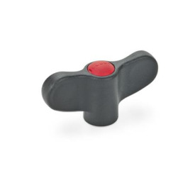 GN 634 Flügelmuttern mit Messing-Buchse Farbe der Abdeckkappe: DRT - rot, RAL 3000, matt