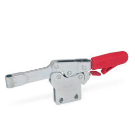 GN 820.4 Schnellspanner, Stahl, Spannhebel horizontal, mit Verriegelung, mit senkrechtem Fuß Form: PL - massiver Spannarm mit Halteschelle zum Anschweißen
