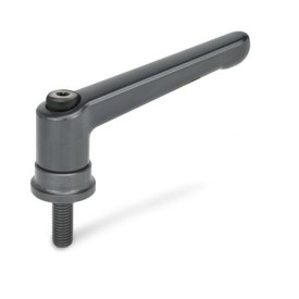 GN 300.4 Verstellbare Klemmhebel mit Spannkraft-Verstärkung, Schraube Stahl Farbe: SZ - schwarz, RAL 9005, seidenglanz