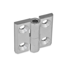 GN 237 Scharniere, Zink-Druckguss / Aluminium Werkstoff: AL - Aluminium<br />Form: A - 2x2 Bohrungen für Senkschrauben<br />Oberfläche: EL - eloxiert, naturfarben