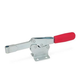 GN 820 Schnellspanner horizontal, Stahl, Spannhebel horizontal, mit waagrechtem Fuß Form: O - massiver Spannarm mit Halteschelle zum Anschweißen