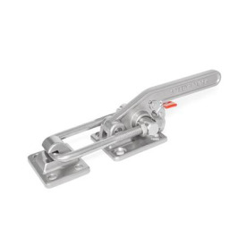 GN 852.3 Edelstahl-Verschlussspanner mit Verriegelung, schwere Ausführung Form: T6 - mit Befestigungsbohrungen, mit Zugbügel, mit Gegenhalter