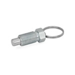 Rastbolzen, Stahl, mit Zugring / Zugöse, ohne Rastsperre