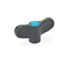 GN 634 Flügelmuttern mit Messing-Buchse Farbe der Abdeckkappe: DBL - blau, RAL 5024, matt