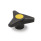 GN 533.6 Dreisterngriffe, Softline, Buchse Messing / Edelstahl Farbe der Abdeckkappe: DGB - gelb, RAL 1021, matt