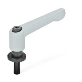 GN 307 Verstellbare Klemmhebel, Zink-Druckguss, mit Schraube und Auflagescheibe Farbe: SR - silber, RAL 9006, strukturmatt