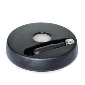 GN 521.6 Umleggriff-Handräder, Kunststoff, Buchse / Umlegmechanik Edelstahl 
