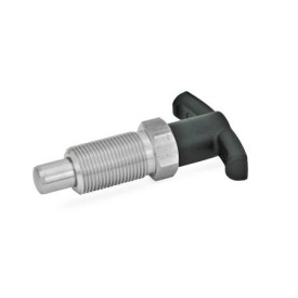 GN 817.4 Edelstahl-Rastbolzen mit T-Griff Werkstoff: NI - Edelstahl<br />Form: B - ohne Rastsperre, ohne Kontermutter